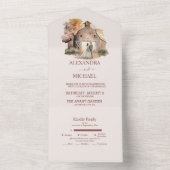 ウォーター素朴カラー結婚バーン オールインワン招待状 (内側)