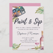 ウォーター絵を描カラーと園芸ブライダルシャワー 招待状 (正面/裏面)