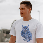 ウォーター絵を描カラーはっきりしたブルーフクロウ Tシャツ