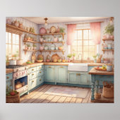 ウォーター絵画カラーズオブファームハウスキッチン ポスター (正面)