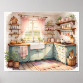 ウォーター絵画カラーズオブファームハウスキッチン ポスター (正面)