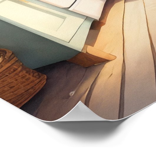 ウォーター絵画カラーズオブファームハウスキッチン ポスター (角)