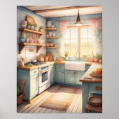 ウォーター絵画カラーズオブファームハウスキッチン ポスター (正面)