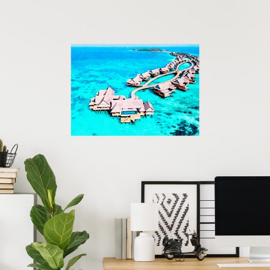 ウォーター絵画カラーズオブヴィラアットジョアリモルディブ ポスター (ホームオフィス)