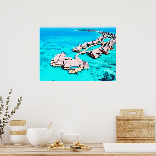 ウォーター絵画カラーズオブヴィラアットジョアリモルディブ ポスター (キッチン)