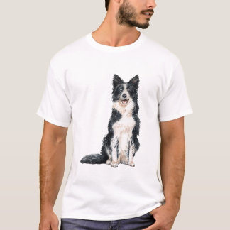 ウォーター縁どカラー犬のオーナーロングベッド Tシャツ