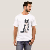 ウォーター縁どカラー犬のオーナーロングベッド Tシャツ (正面フル)