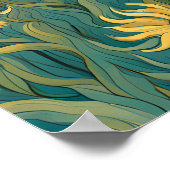 ウォーター色ひまわりランドスケープinヴァンゴッホスタイル ポスター (角)