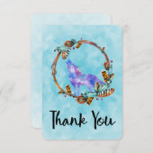 ウォーター色ウルフとボホスタイルリースありがとう サンキューカード (正面/裏面)