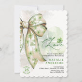 ウォーター色シャムロックボウラックラブインラブブライダルシャワー 招待状 (正面)