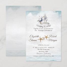 ウォーター色シーグルズインラブビーチ結婚式 招待状