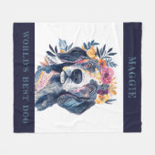 ウォーター色ボホフローラワールド最高のズドッグ絵を描ズ フリースブランケット (正面(横))