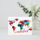 ウォーター色ワンダーラストワールドマップ ポストカード (スタンド正面)