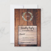 ウォーター葉カーの木製の写真ウェディングRSVP 招待状 (正面)