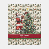 ウォーター魅力的カラーサンタクロースホリデースロー フリースブランケット (正面)