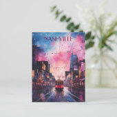 ウォーター鮮やかカラーダウンタウンナッシュビル ポストカード (スタンド正面)