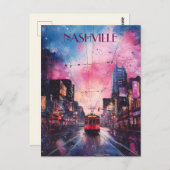 ウォーター鮮やかカラーダウンタウンナッシュビル ポストカード (正面/裏面)