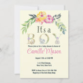 ウォーター・カラーのサファリ動物それは男の子の赤ちゃんシャワーだ 招待状 (正面)