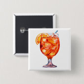 ウォーター・カラーのサングリア・カクテル・ドリンク 缶バッジ (正面&裏面)