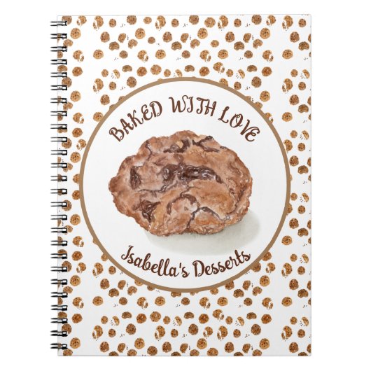 ウォーター・カラーのチョコレートチップ焼いたCookie With Love ノートブック (正面)