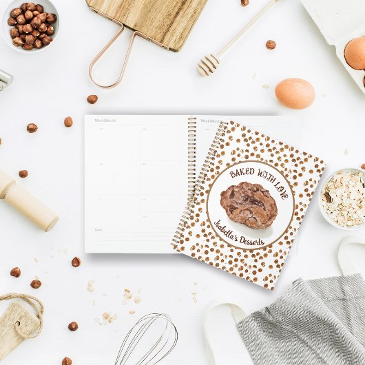 ウォーター・カラーのチョコレートチップ焼いたCookie With Love プランナー手帳