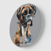 ウォーター・カラーのペットボクサーが壁時計をパーソナライズ ラージ壁時計 (傾斜)
