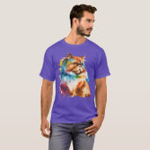 ウォーター・カラーのペルシャカラフル猫ペルシャ猫好き Tシャツ (正面フル)