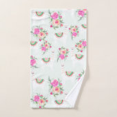 ウォーター・カラーのラマのミント バスタオルセット (ハンドタオル)