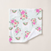 ウォーター・カラーのラマのミント バスタオルセット (ウォッシュタオル)