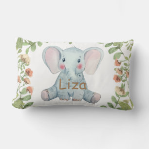 ウォーター・カラーの象の緑の子供部屋 ランバークッション