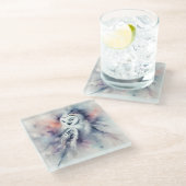 ウォーター・カラーの魅惑のスノーフクロウ ガラスコースター (アングル)