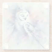 ウォーター・カラーの魅惑のスノーフクロウ ガラスコースター (裏面)