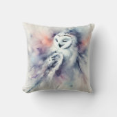 ウォーター・カラーの魅惑のスノーフクロウ クッション (正面)
