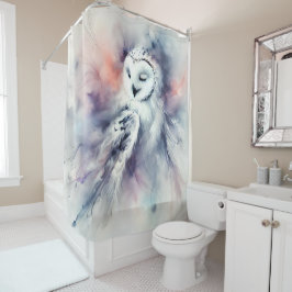 ウォーター・カラーの魅惑のスノーフクロウ シャワーカーテン
