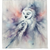 ウォーター・カラーの魅惑のスノーフクロウ シャワーカーテン (正面)