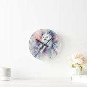 ウォーター・カラーの魅惑のスノーフクロウ ラウンド壁時計 (ホーム)