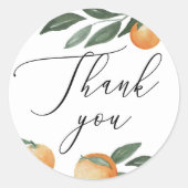 ウォーター・カラー柑橘系結婚オレン感謝していジュー ラウンドシール (正面)