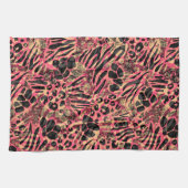 ウォーター・カラー・アニマル・サファリプリント キッチンタオル (横)