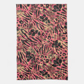 ウォーター・カラー・アニマル・サファリプリント キッチンタオル (縦)