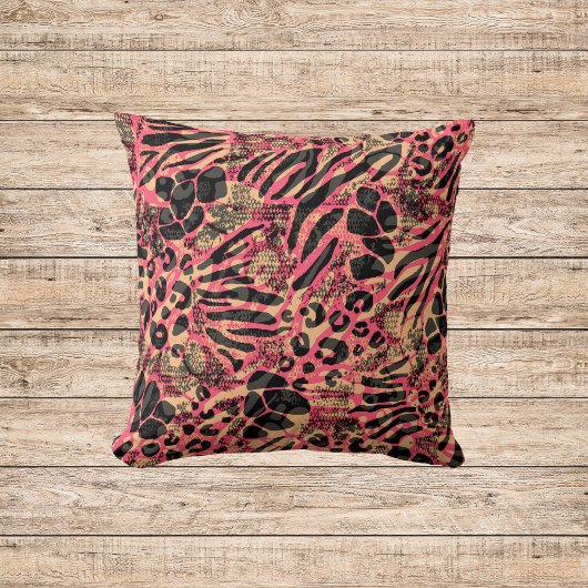 ウォーター・カラー・アニマル・サファリプリント クッション