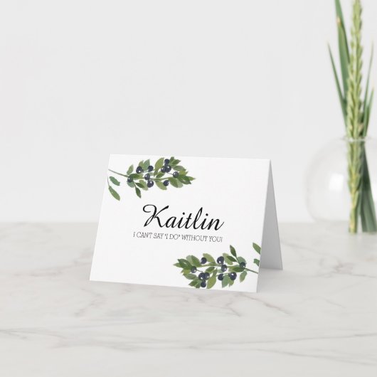 ウォーター・カラー・オリーブ・オーチャード |私の花嫁になれる? 招待状 (正面)