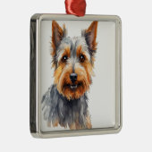 ウォーター・カラー・オーストラリア羊飼い犬 メタルオーナメント (右)