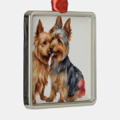 ウォーター・カラー・オーストラリア羊飼い犬 メタルオーナメント (右)