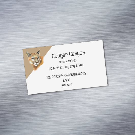 ウォーター・カラー・クーガーと動物のトラックの名刺 マグネット名刺 (インサイチュ)