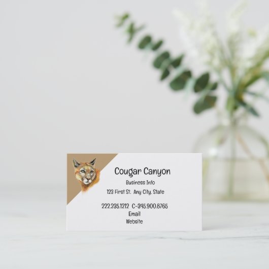 ウォーター・カラー・クーガーと動物のトラックの名刺 名刺 (スタンド正面)