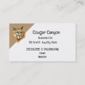 ウォーター・カラー・クーガーと動物のトラックの名刺 名刺 (正面)