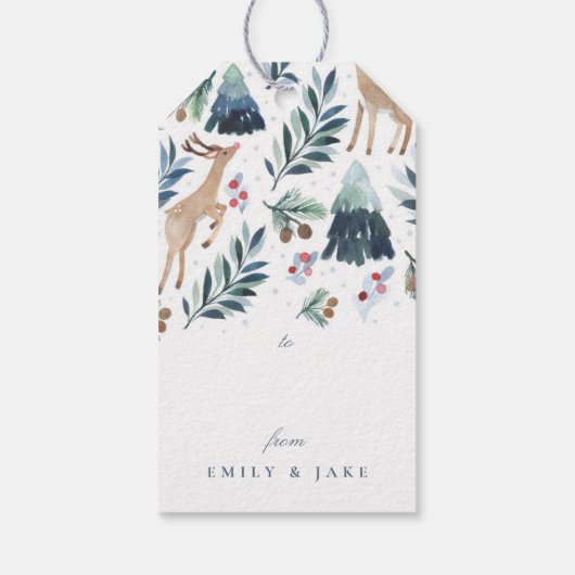 ウォーター・カラー・トナカイの森の休日 ギフトタグ (裏面)