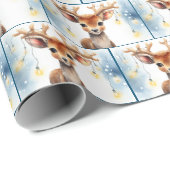 ウォーター・カラー・トナカイ・イン・ホリデー・ライト ラッピングペーパー (ロールコーナー)