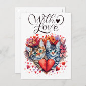 ウォーター・カラー・バレンタインの愛猫 シーズンポストカード (正面/裏面)