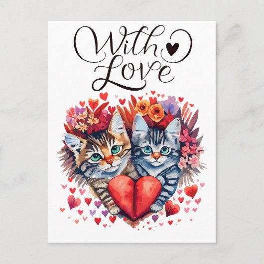 ウォーター・カラー・バレンタインの愛猫 シーズンポストカード (正面)